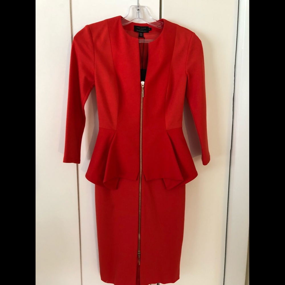 Ted Baker Long Sleeved Structured Zipper Dress